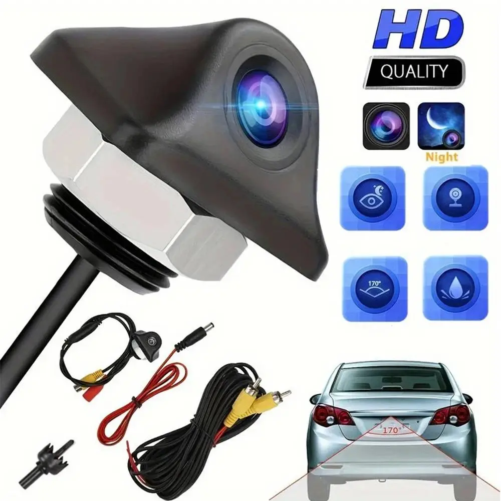 170 Degree Wide Angle Car Backup Camera, Rear View Camera, Cmos Sensor with LED Light, HD Night Vision, Waterproof and Dustproof, Abs Material, Rearview Camera
