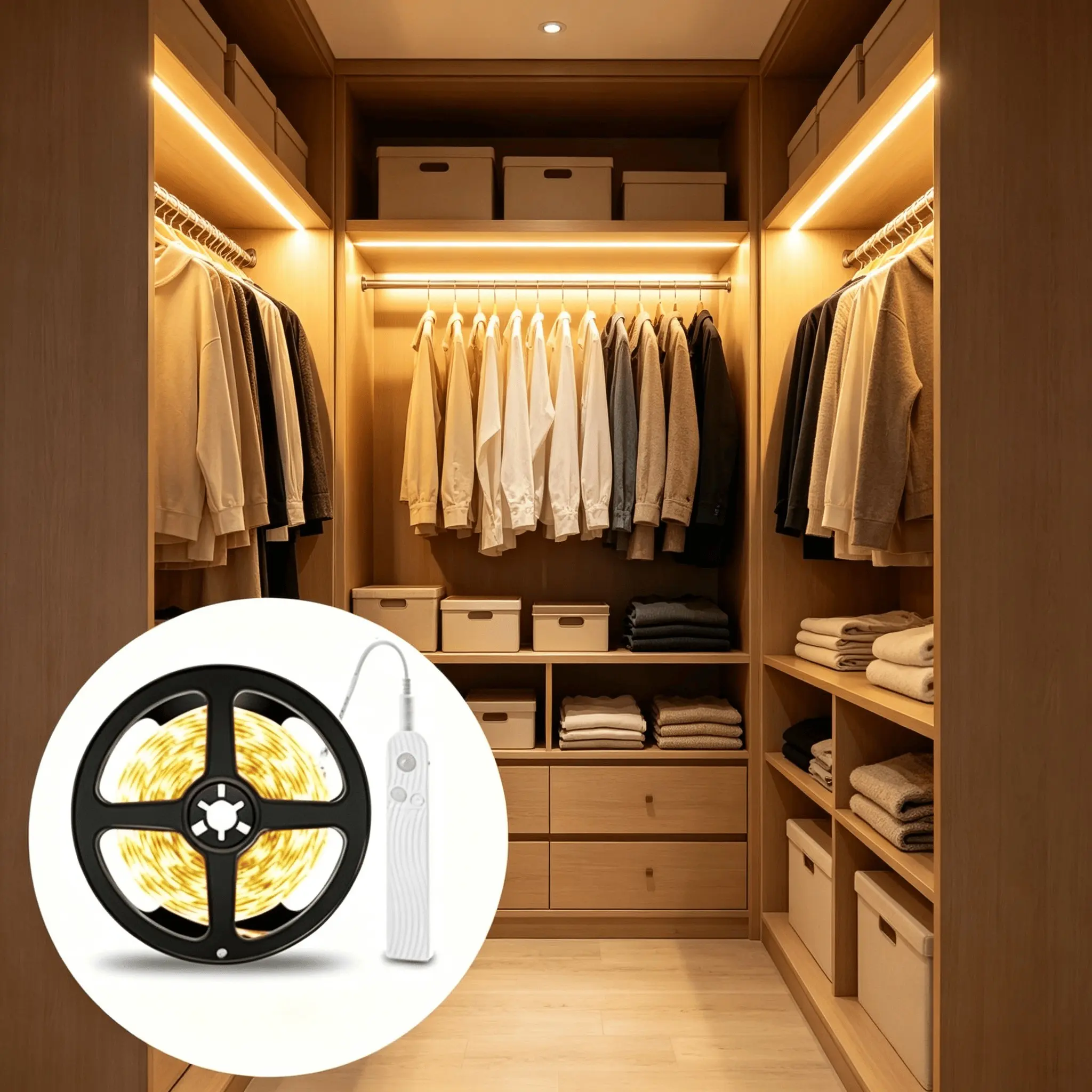 5m Motion Sensor LED Light Strip, Indoor Lighting for Closet, Stairs, Kitchen, DIY Decor, Party Atmosphere, Non-Rechargeable Battery