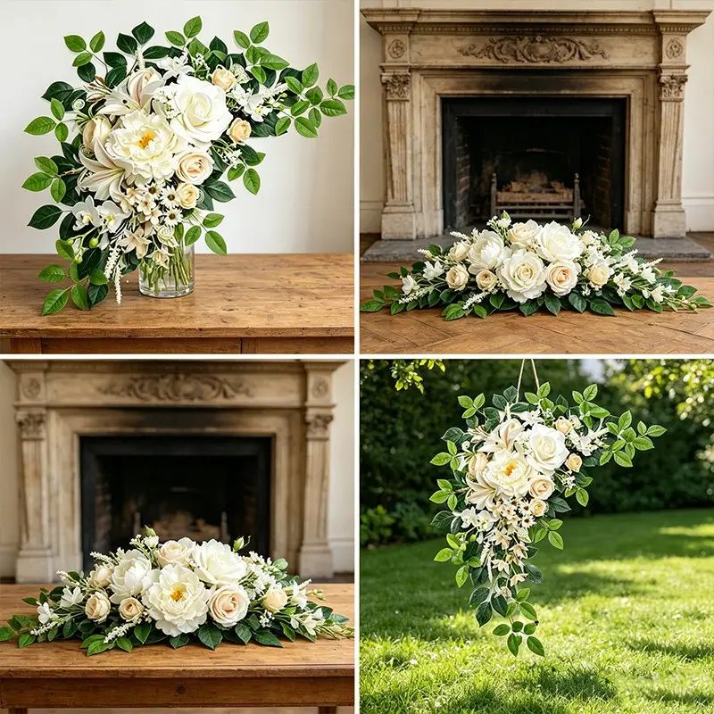 Rose Lily Artificial Flowers, French Style, High Realism, Fade-Resistant, Wedding Path Decor, Engagement Party, Outdoor Lawn Setup, Floral Decoration, Artificial Flower Decoration