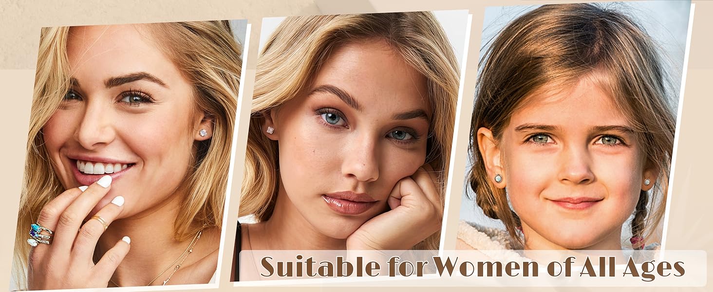 CASSECA  Surgical Steel Earrings for Sensitive Ears 20G Flat Back Earrings for Women Men Small Stainless Steel Earrings Studs Cartilage Earring Opal Ball CZ Flatback Earrings