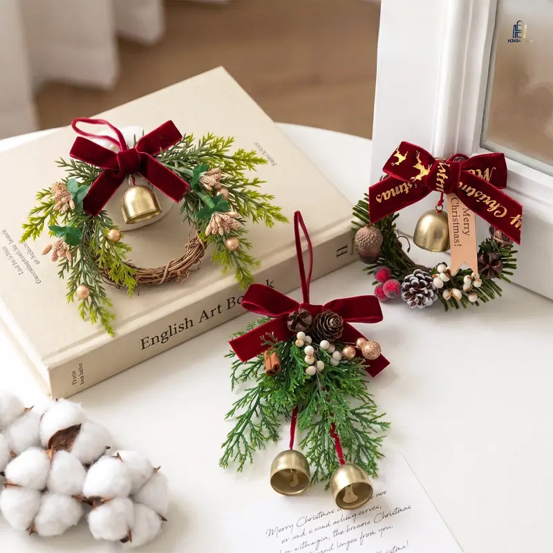 Christmas Bell Wreath Hanging Ornaments, Viral Holiday Decor Charms, Soft Festive Hanging Accessory, Versatile Car Door Wall Pendant For Xmas Home Atmosphere Layout