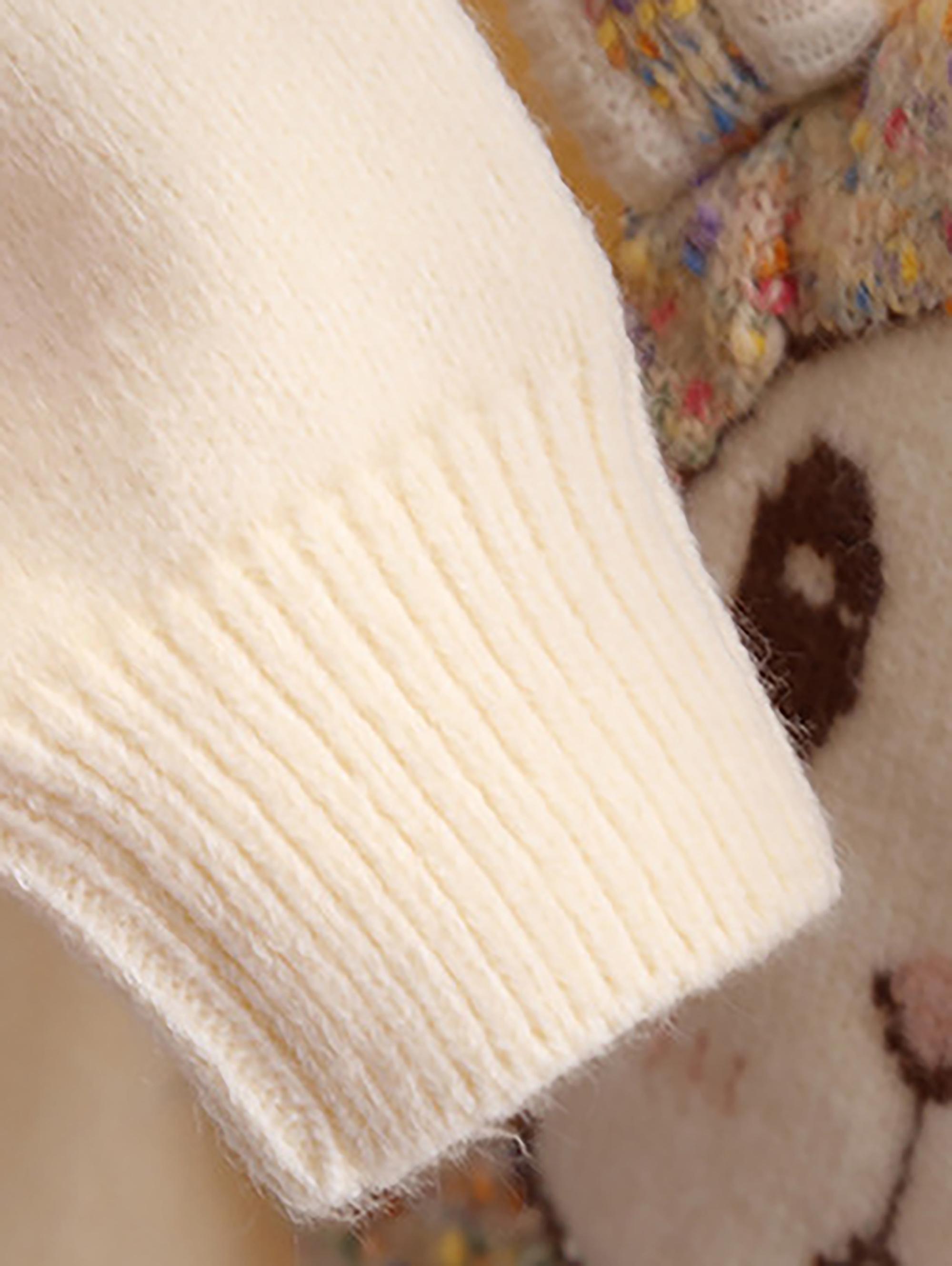 Girls' Thickened Sweater with Hand-Embroidered Design - Winter Warm Loose Fit Cute Button-Front Sweater Suitable for Autumn/Winter, Hand Washable Cozy Sweaters for Girls &