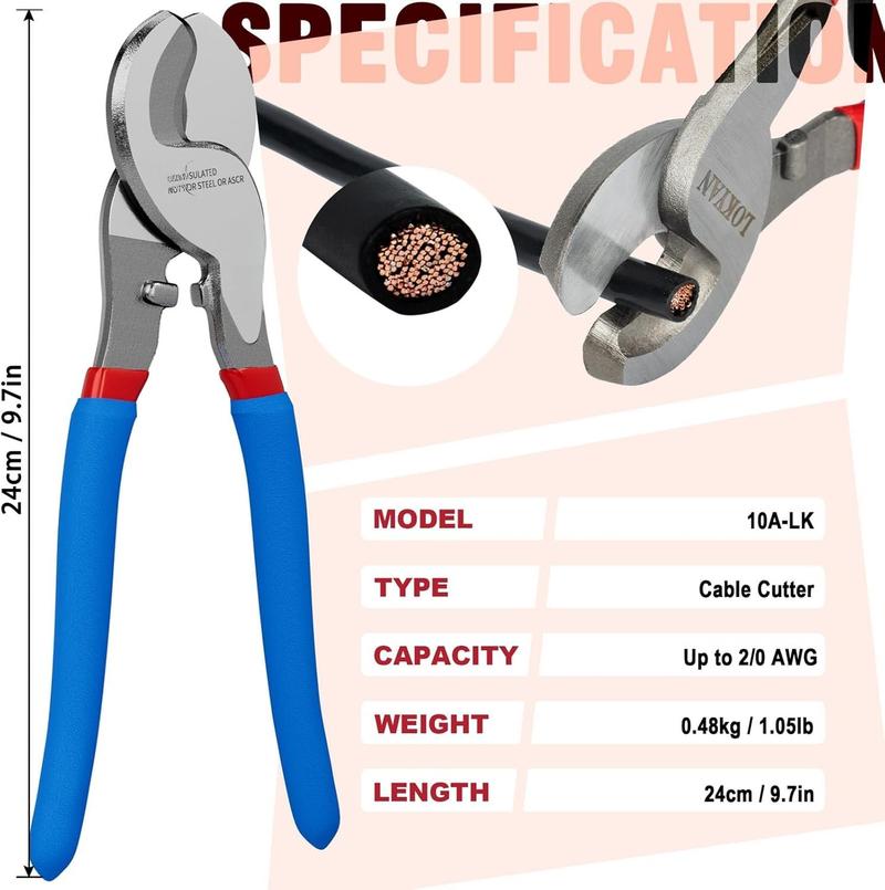 Lug Crimping Tool, Terminal Crimper with   for AWG10 8 6 4 2 1/0 Heavy Duty Wire Lugs, Electrical Lug, Copper Lugs,  Terminal