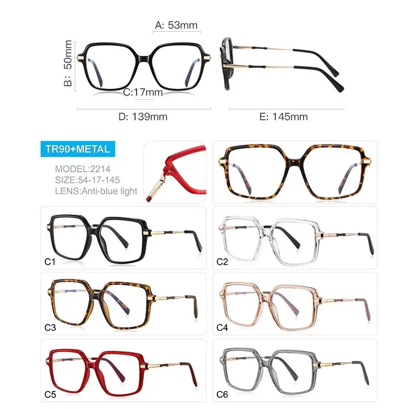 CLLOIO Premium Polygonal Customized Female Fashion Reading Glasses - Blue Light Blocking Lens, Prescription Myopia, Cleaning Feature, for Driving & Water Sports