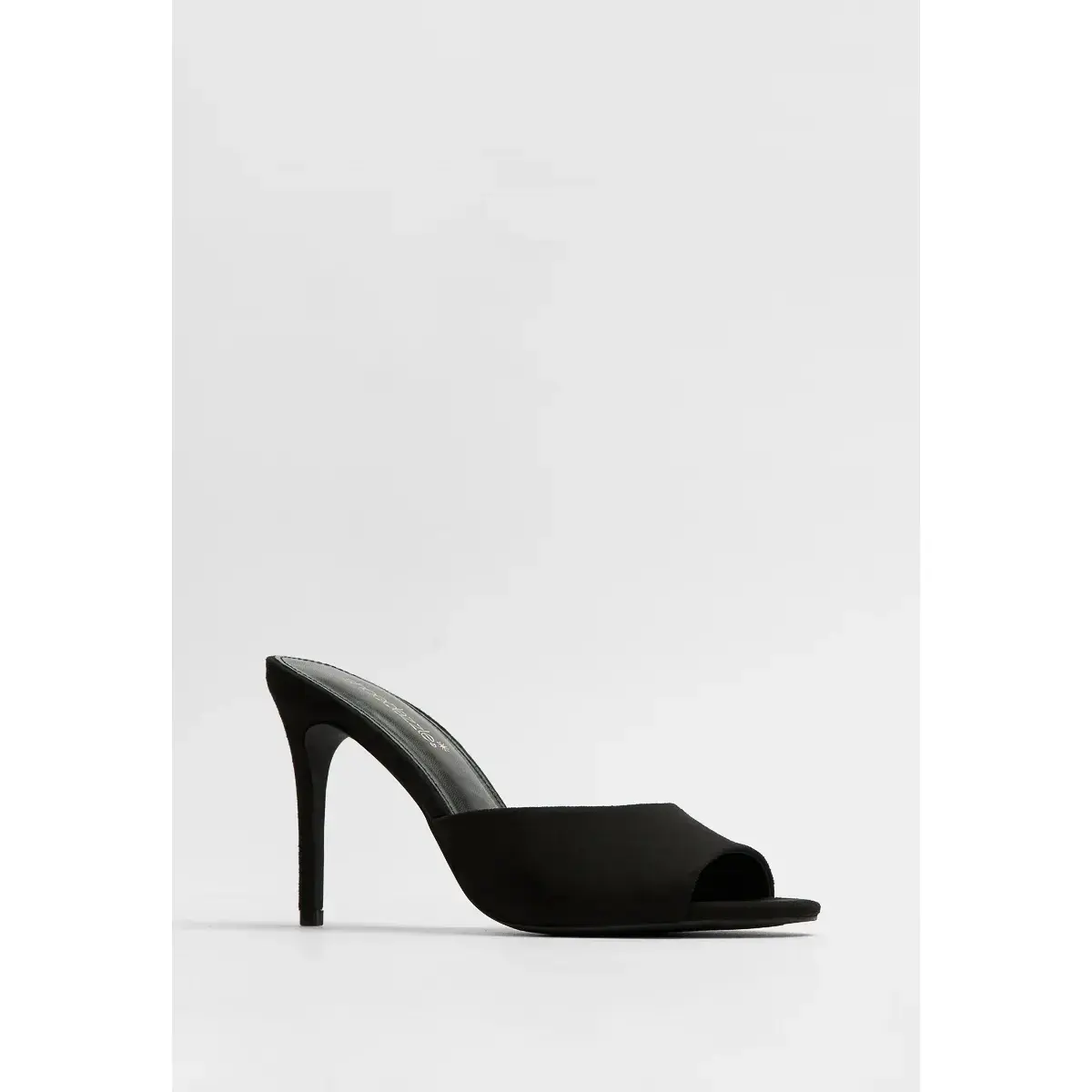Women's Bold Animal Print Mule Sandals in Faux Leather, Slip-On Square Peep Toe with 3.75-inch Stiletto Heel, Black Sandal, Bold Animal Print Women's Heeled Sandals