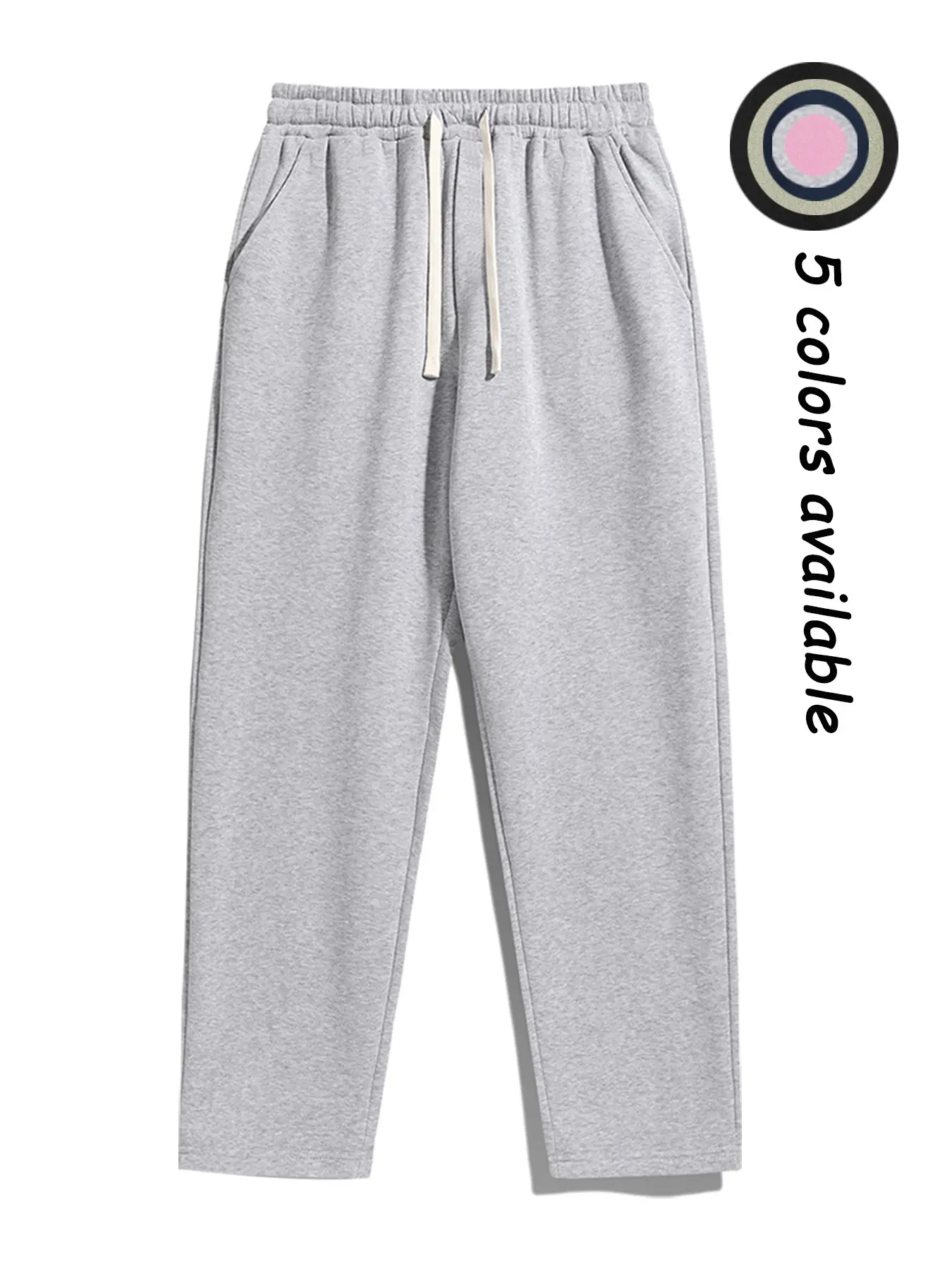 Men's Solid Color Fleece-Lined Casual Pants, Knitted Sports Pants, comfortable and easy to match, suitable for daily wear, street casual occasions and outdoor activities, Men's Fleece Athletic Jogger Pants, Uncuffed Joggers for men
