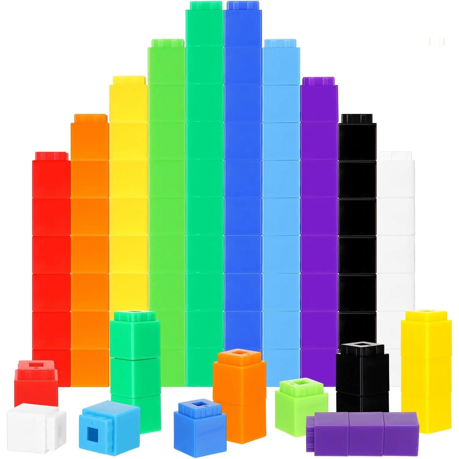 200 Pieces Linking Cubes for Math Counting Cubes, Plastic Counting Blocks, Colorful Math Manipulatives Classroom Learning Supplies for Preschool Activities Boy Girl(Simple Style)fidget toys