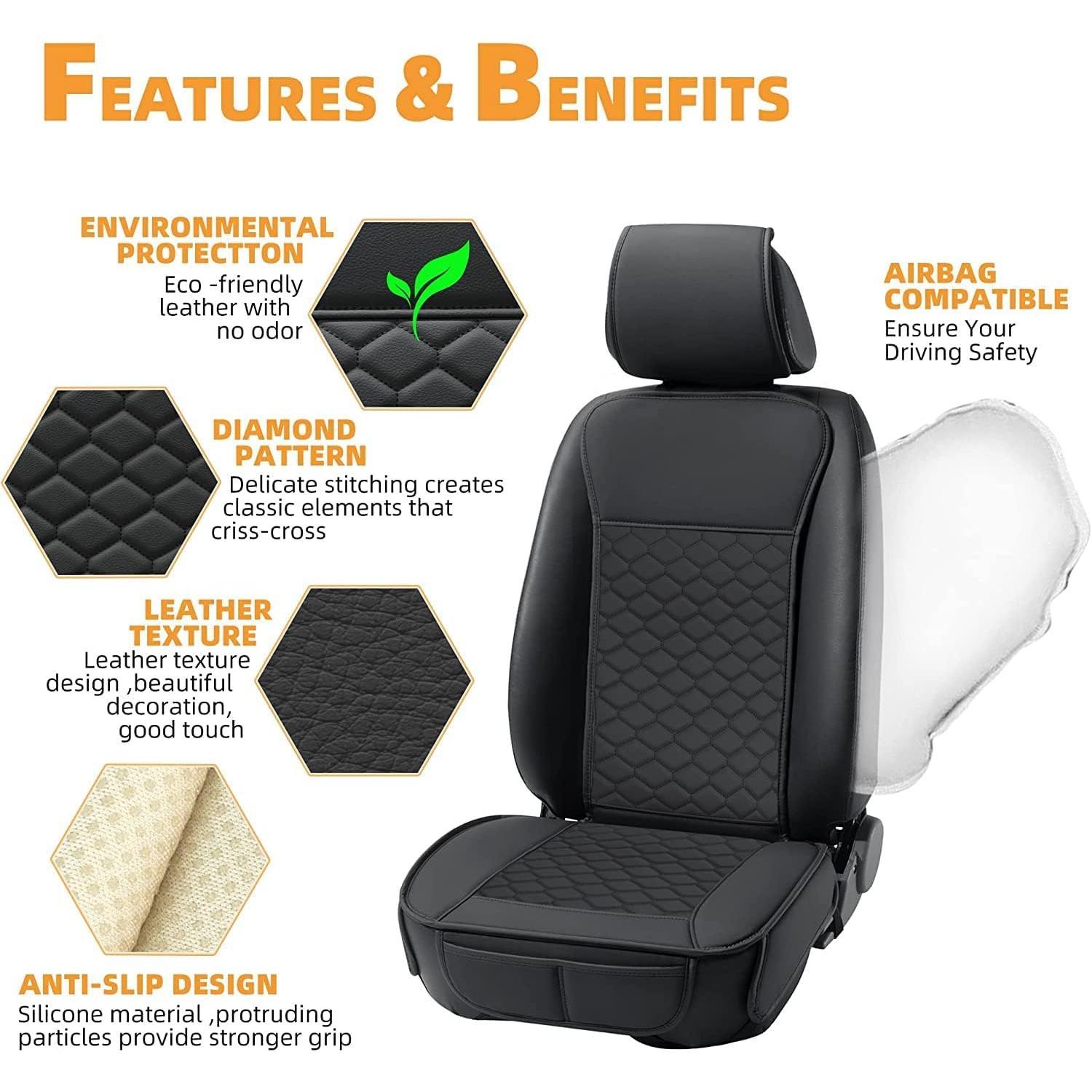 2 count Front Seat Covers Leather Water Proof Seat Protector Universal fit for SUVs and Black 2 count Front Seat Covers Leather Water Proof Seat Protector Universal fit for SUVs and Black