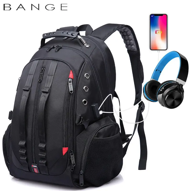 Bange new Bange middle school student schoolbag waterproof travel men's backpack earplug hole charging large capacity backpack Multi functional backpack