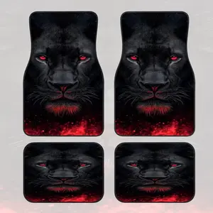 4pcs Fashionable Car Floor Mats, Thickened Print Design, Non-Slip Base, Fits Most Cars, Tesla, Suvs, Halloween Christmas Gifts