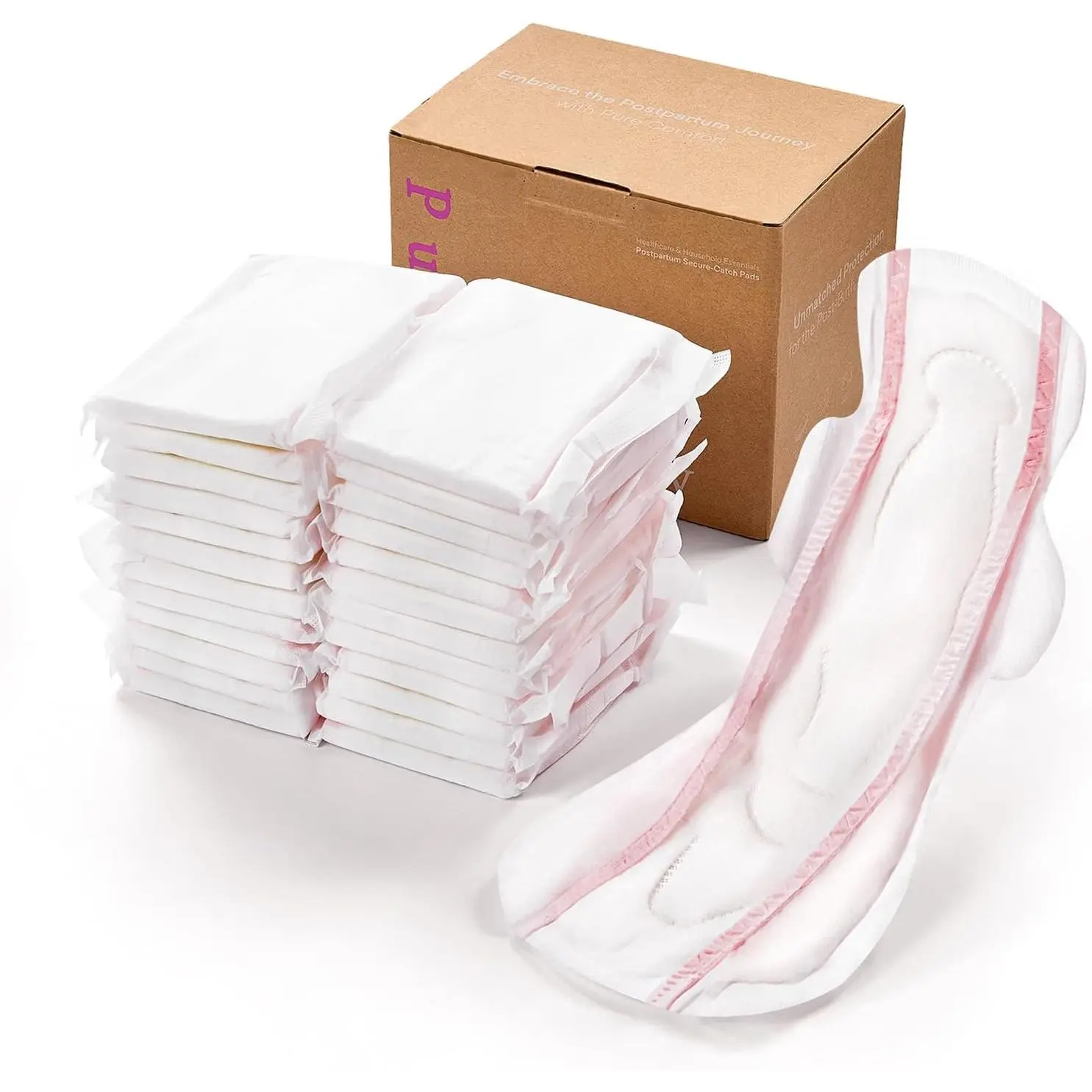 24 Count Premium Postpartum Pads with Wings, Large Maximum Absorbency Postpartum Maternity Pads Ultra Soft Heavy Flow Secure Leak Protection After Birth