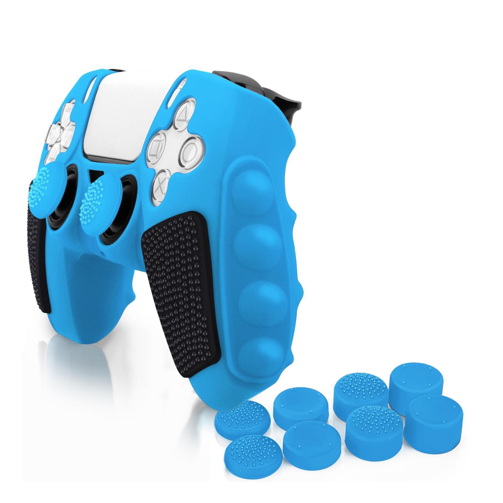 Game Controller Non-slip Protective Case with 8 Thumb Grip Cap, Silicone Soft Shell Game Controller Protective Cover, Console Accessories for PS5 Tech Accessories