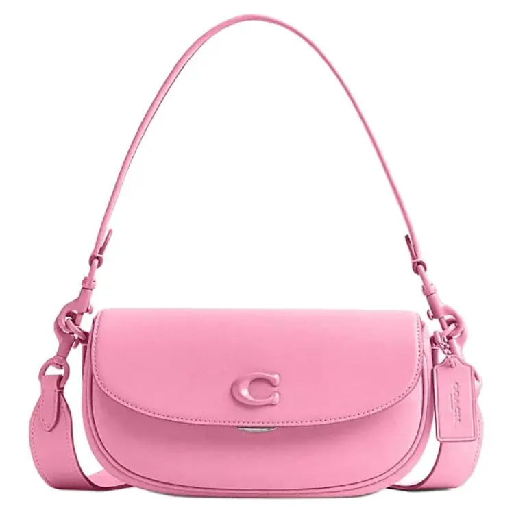 Coach Emmy 23 Logo-Turnlock Saddle Bag for Women, Medium Size, Pink