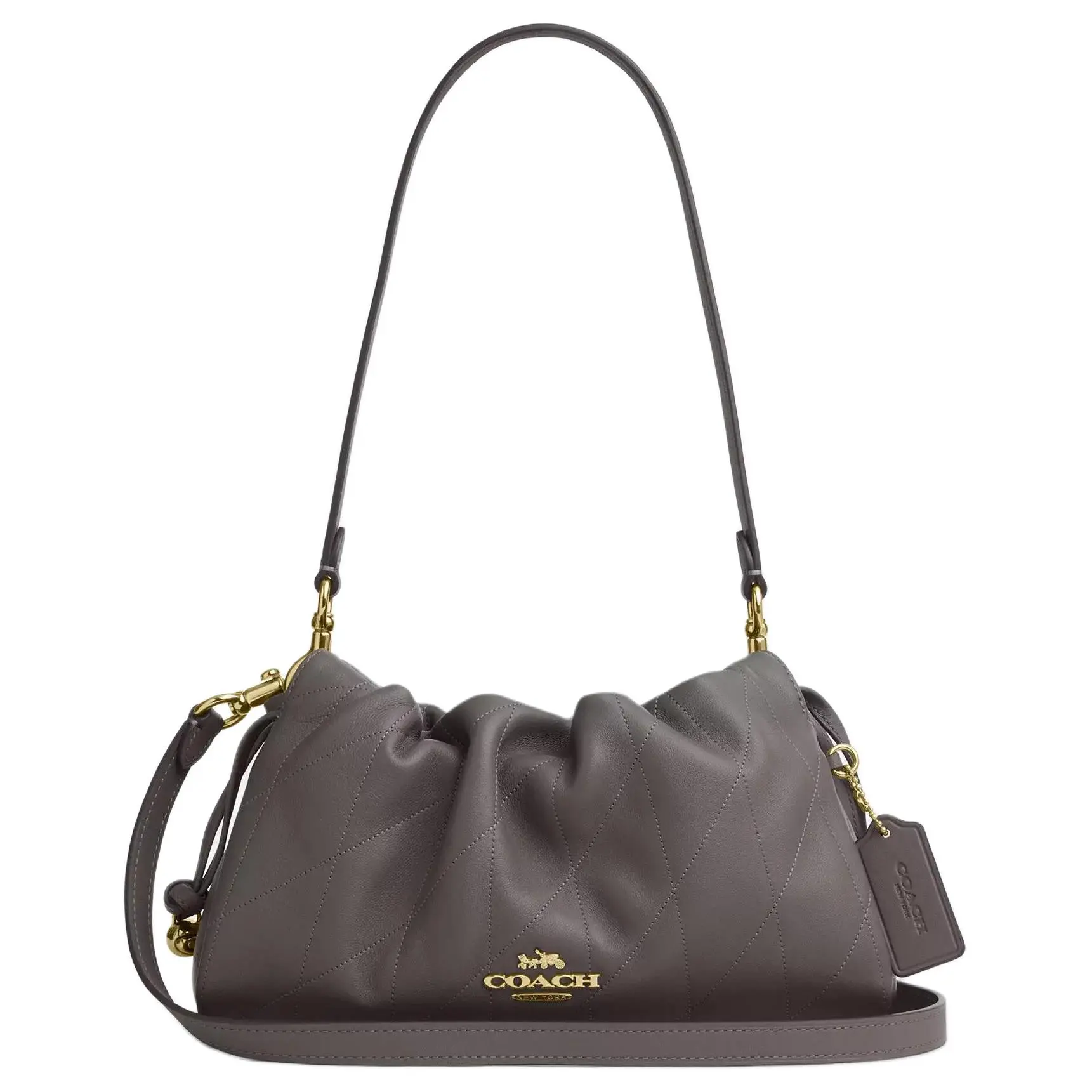 Women's Adjustable Leather Shoulder Bag - Faye 26 Medium Slate Gray, Leather Cross Body Bag, Adjustable Shoulder Bag