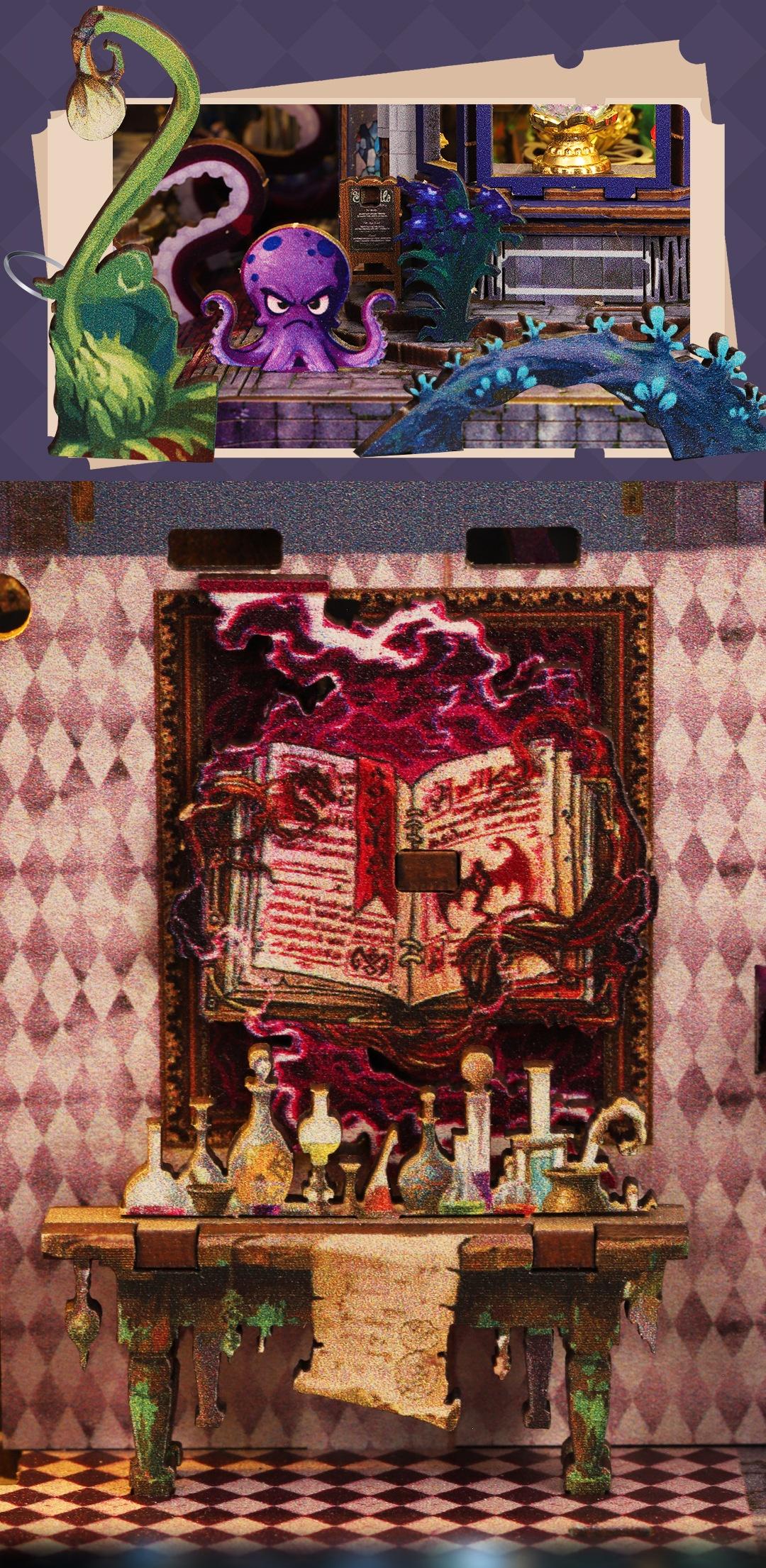 Magic Gate DIY Book Nook Kit - 3D Wooden Puzzle Miniature House with  Light| Enchanted Library Bookshelf Decor| Perfect Creative Gift for Hobbyists & Magic Fans