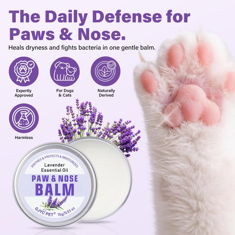 Pet Healing Balm for Paws & Nose - Fast Relief for Dry Cracked Paw Pads & Snouts, Antibacterial, All-Natural Ingredients Paw Balm Nose Balm