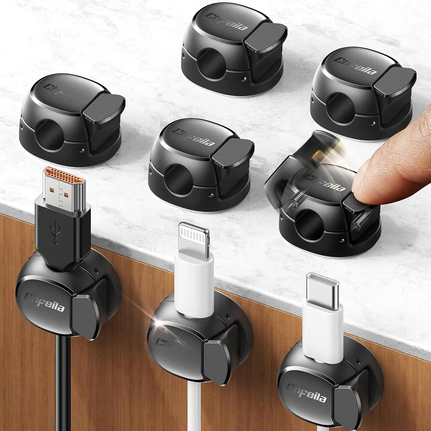 8-Pack  Clips, Dorm Room Essentials, Quick-Lock Cord Organizer, Cord Holder for Nightstand,  Office Desk Accessories for Men Women, College Dorm Decor, Cubicle Accessories, School Supplies