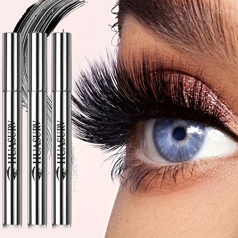 [Stocking Stuffers][Holiday Gifts][3 PCS][Gifts for Girls] HUASURV Lengthening Mascara - Natural Length - Volumizing - Curling Mascara - Beginner Friendly, Slim Brush Head, Easy Application, Black Mascara for Fuller Lashes, Minimal Water Resistance 9181-2