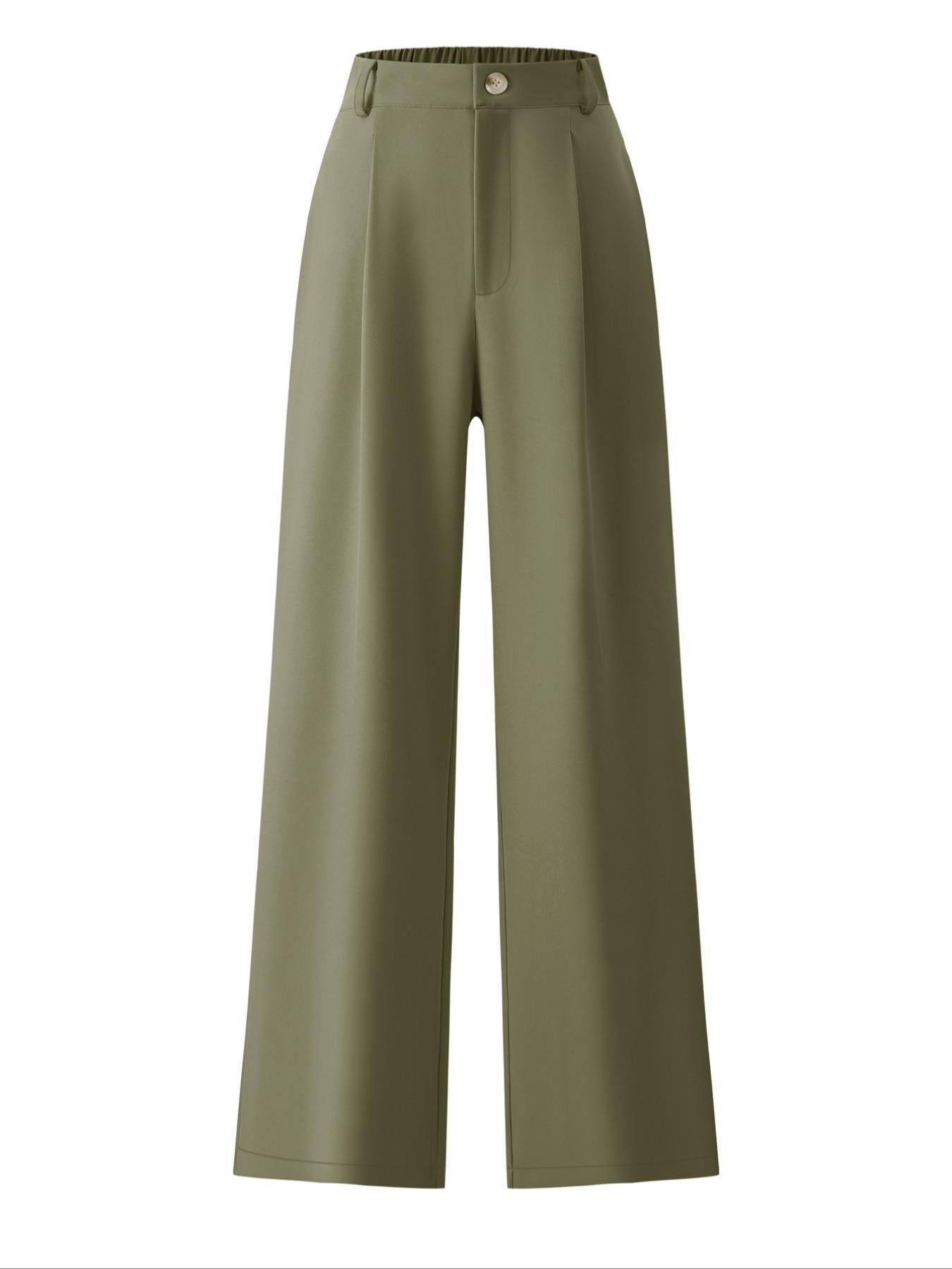 Women's Solid Color Button Fly Pants, Casual Comfy Trousers for Daily Wear, Ladies Bottoms for All Seasons, Baggy Pants, Casual Work Pants, Casual Chic Trousers, Casual Fashion Trousers