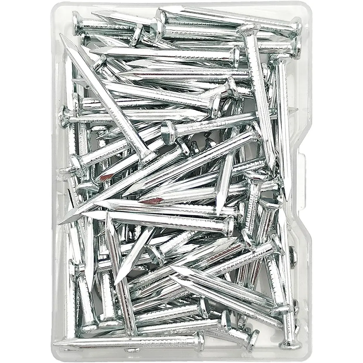 80 count 1-1/4 Inch White Zinc Plated Concrete Nails,Rust Resistant Masonry Nails for Concrete, Brick, Indoor and Light Outdoor Use