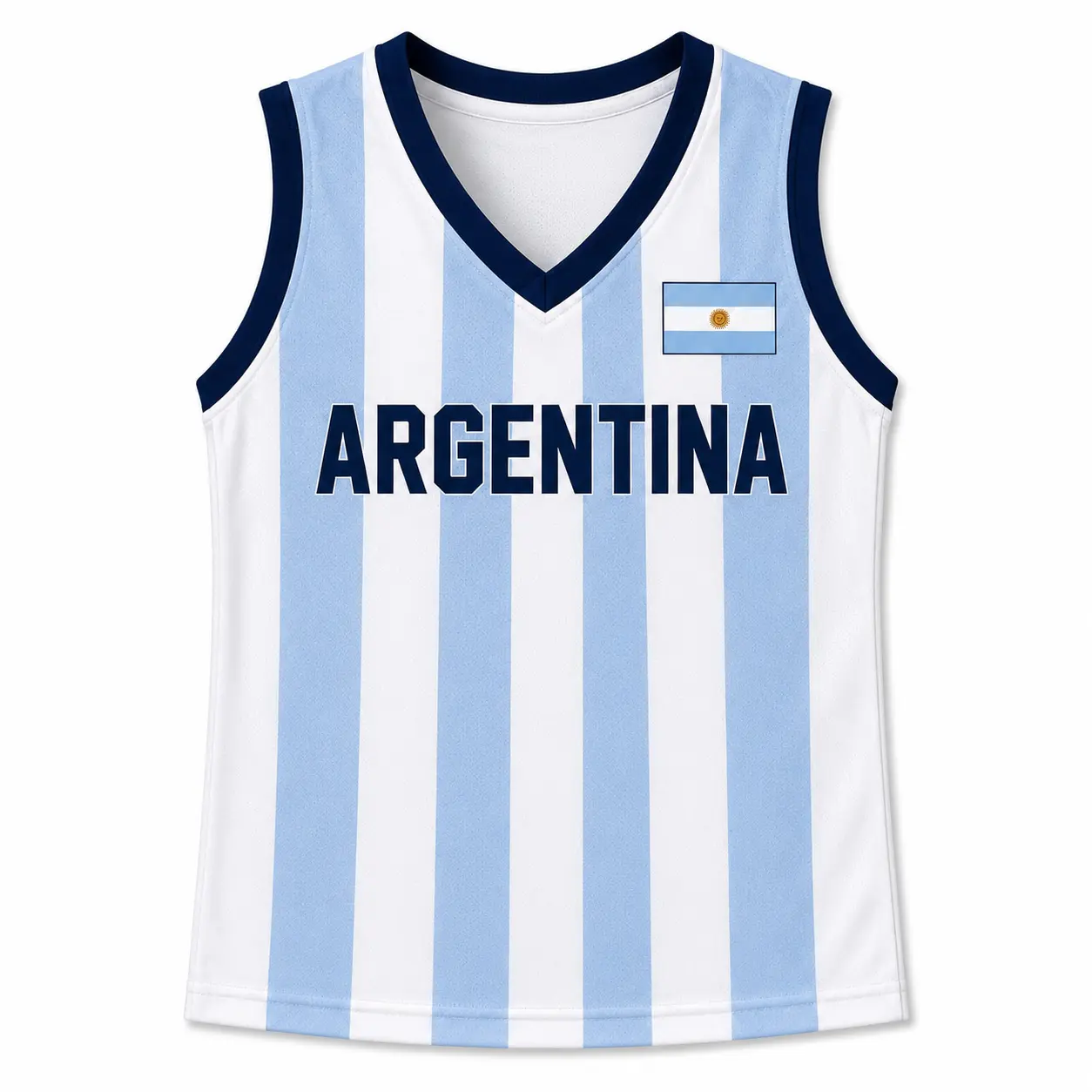 Women's Argentina Graphic Crop Top - Lady's Sleeveless V-Neck Football Fan Breathable Fabric Fashion Apparel, Lightweight Summer Casual 1-Piece Camisole Sports Top