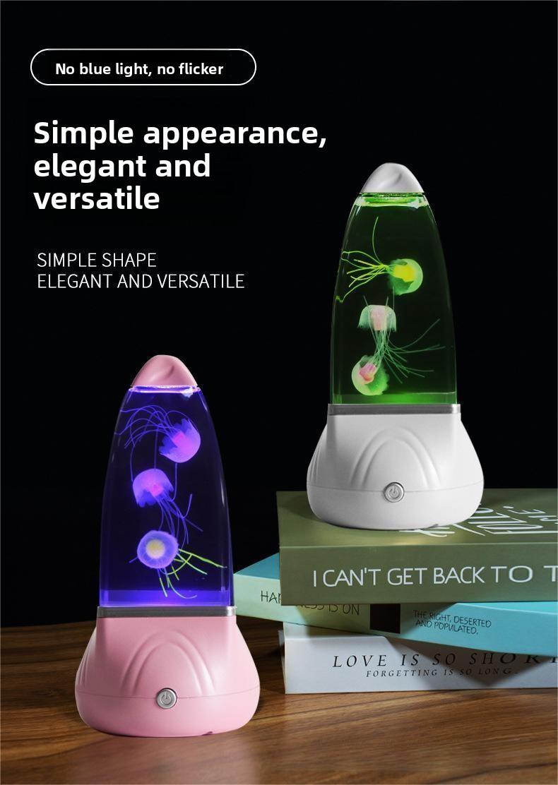 Warm Atmosphere Jellyfish Lamp Rocket LED Night Light Creative Gift for Bedroom Bedside Desk Lamp in Pink & Green
