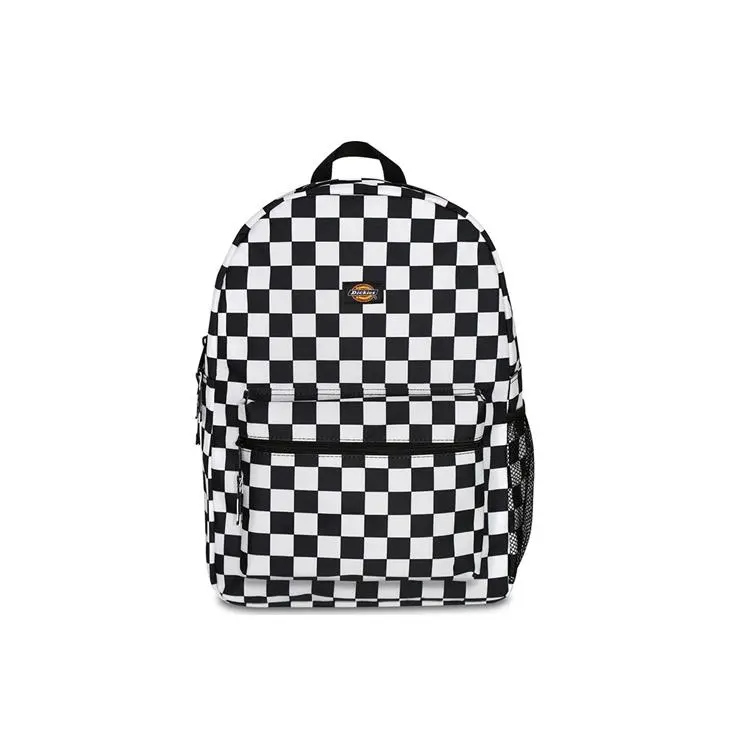 Dickies Student Large-Capacity Polyester Backpack – Unisex Classic Black-and-White Checkered Style