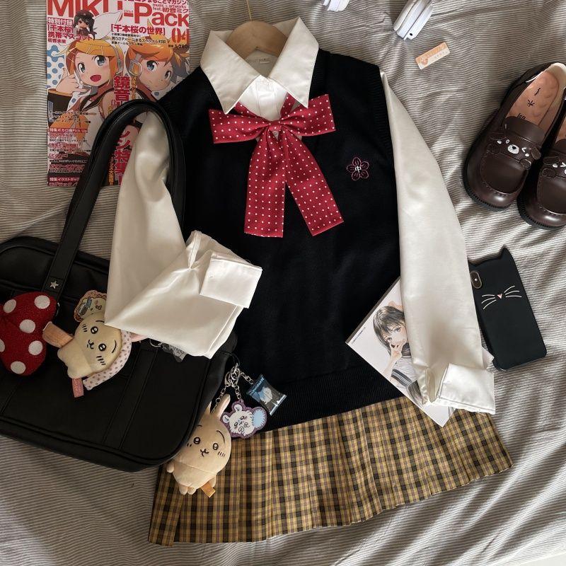 Autumn JK Style School Uniform Design Woman Outfits Preppy Blazer Plaid Skirt Vintage Korean Style Female  3 Piece Sets 2025