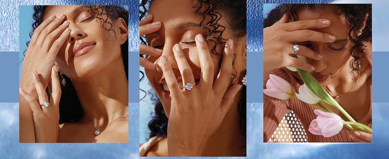 MILACOLATO 925 Sterling Silver Rings for Women Moonstone Ring Rainbow Cubic Zirconia Accents Ring Solitaire Gemstone Statement Rings 18K Plated Gold Silver Rings