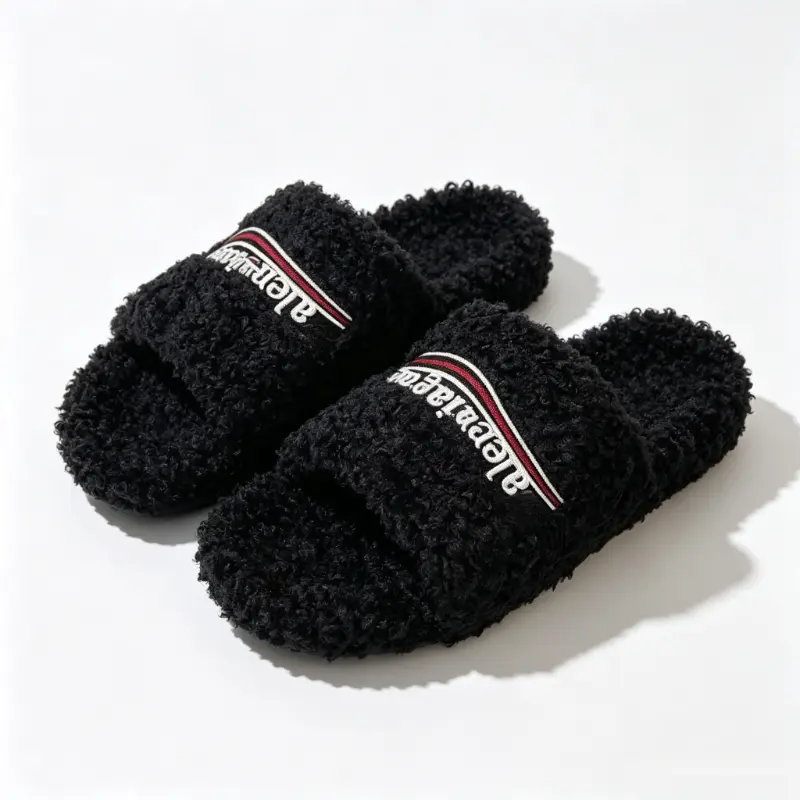 Women Fluffy Fuzzy Open Toe Slide Slippers Curly Furry Plush Lined House Slippers Soft Cozy Warm Indoor Outdoor NonSlip Flat Slide Sandals Fashion Casual Winter Bedroom Living Room Hotel Travel Lounge Footwear