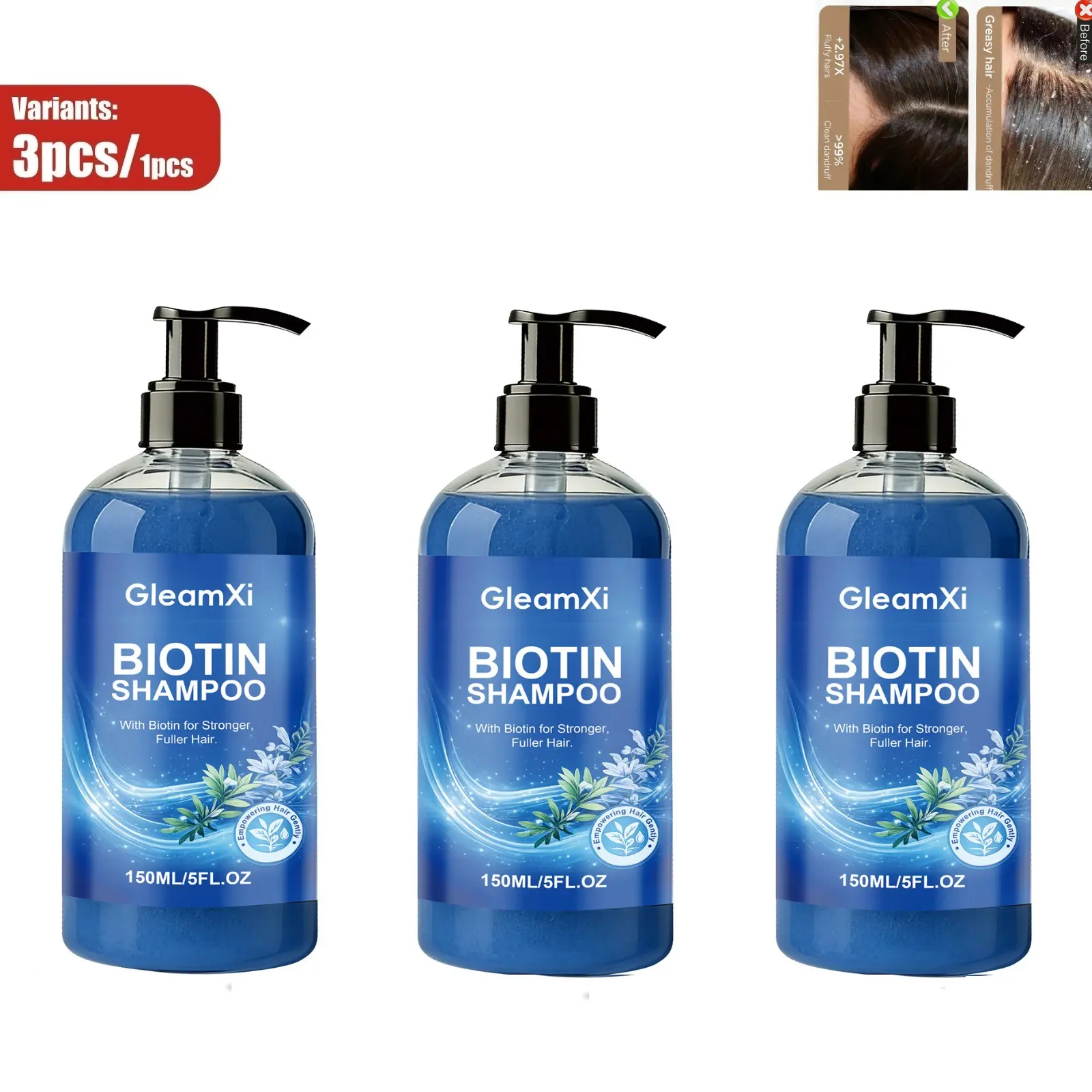 99% Pure Biotin Infused Shampoo, Powerful Formula Creates 3 Times Thicker & Fuller Hair, Effectively Reduce 80% Hair Shedding, Accelerate Healthy Hair Growth for Thin Sparse Hair