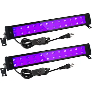50W Waterproof Portable 395-405nm UV LED Black Light Bars 2 Pack with Plug, ON/Off Switch & 5ft Cord for Fluorescent Poster, Body Paint, Uranium Glass Display, Bedroom, Xmas Glow Party