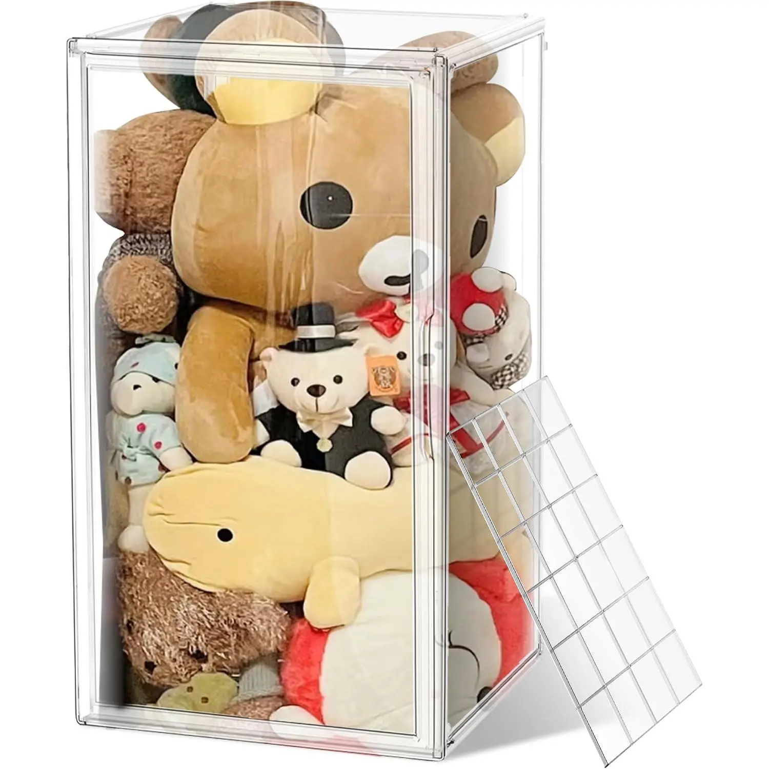 XXXXX-Large 13.8”x 12.2”x 23.6"  Display Case  Tall Boot Shoe Storage Box with  Lid Clear Giant Figure Collection  with a Division Board |  Tall Boot Shoe Storage Box with  Lid Clear Giant Figure Collection  with a Division Board