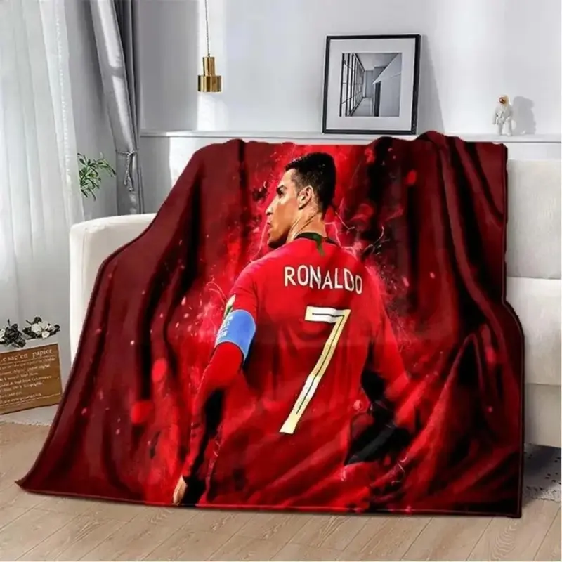 Soft Funny Throw Blanket Print Football Star Cr7 Plush BlanketFlannel Blanket For Living Room Bedroom Bed Sofa Picnic Cover CRistiano Ronaldo Blankets
