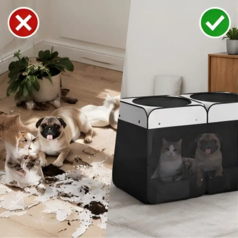 Pet Folding Fence Tent, Minimalist Style, Large Capacity Dual Zone Scratch-Resistant, Small Dog Cat Home Car Outdoor Nursery