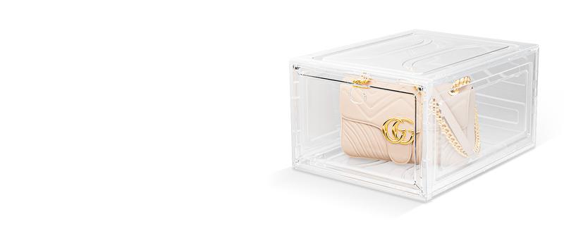 Hat Organizer Box, 6 Boxes for 40 Pack Hats, Upgrade Harder Solid Plastic Hat Organizer for Baseball Caps, Clear Hat Storage with Magnetic Door, Hat Rack, Hat Holder, Hat Case, Hat Box, White