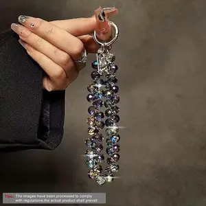 Luxury Crystal Water Drop Phone Lanyard, Short Handmade Beaded Wrist Strap, Anti-Loss Pendant, High-End Fashion Accessory, Phone Charm