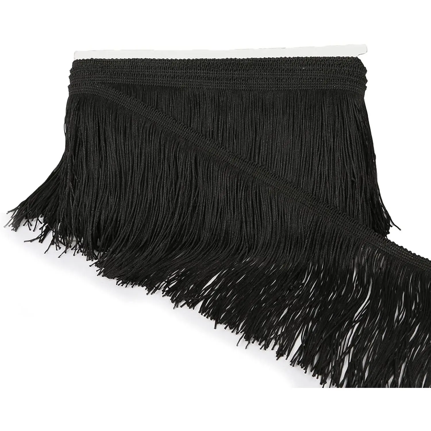 Chainette Fringe Trim 5 Yard x 4 Inches Fabric Tassel Trims | Fabric Tassel Fringe for Hand Sewing, Clothing and Latin Wedding Dress Decoration, Black