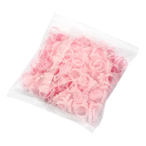 Glue Rings for Eyelash Extensions 100PCS Disposable Rings For Lashes Lovely Heart Shape, Makeup Plastic PP Material Nail Art Glue Cups Lash Extension Supplies for Eyelash Extensions