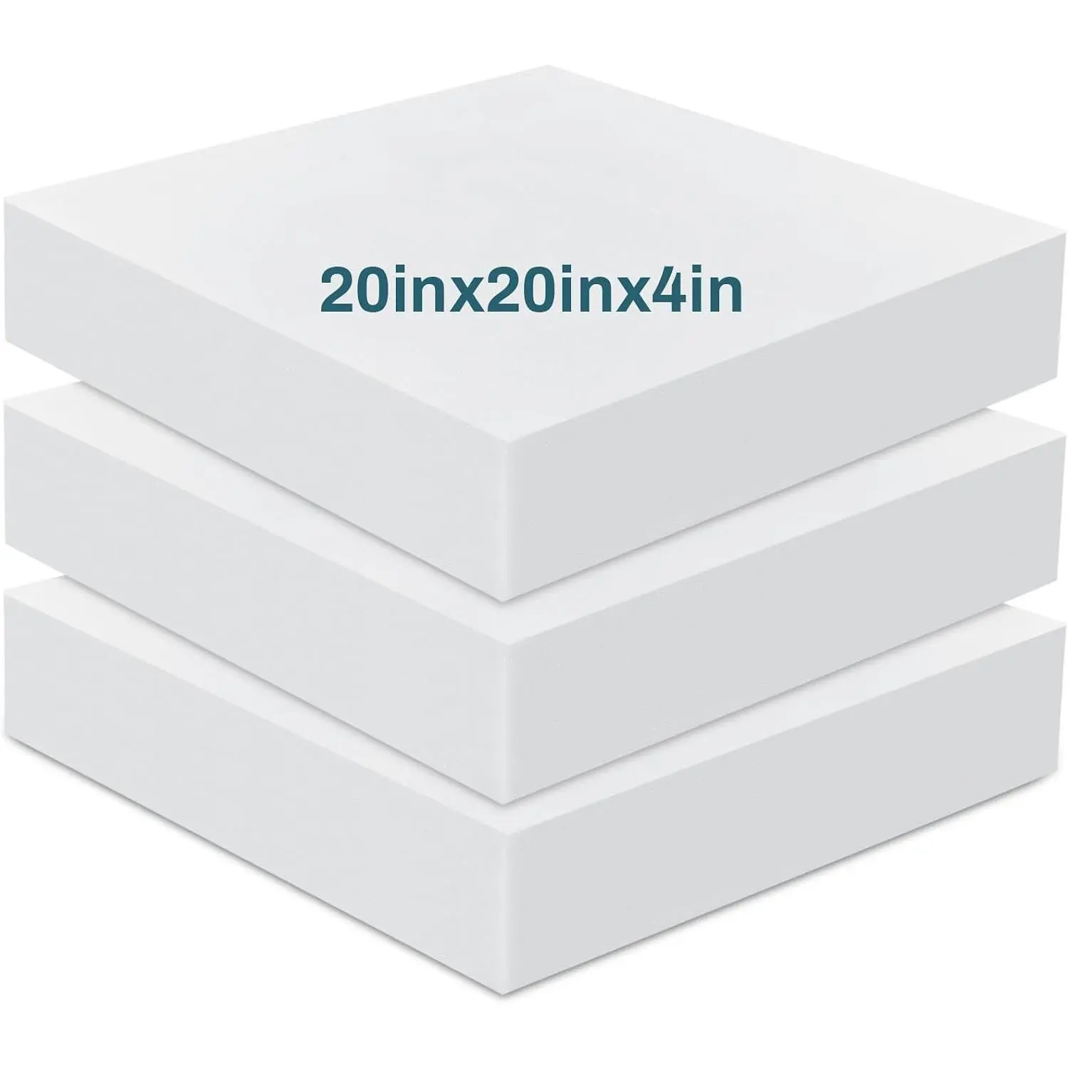 3 Pack 4 x 20 x 20 Inch Upholstery High Density Foam Cushion Replacement Square Cut to Size Foam Couch for Chair Couches Padding Shipping Packing DIY Cosplay Projects
