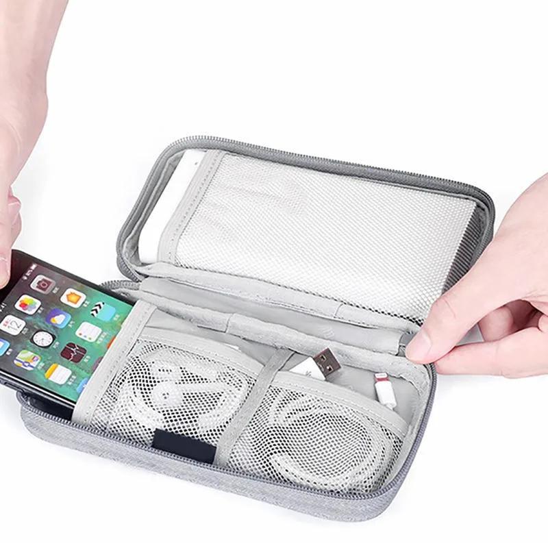 Travel Organizer Bag Cable Storage Pouch Carry Case Portable Waterproof Double Layers with random internal layout