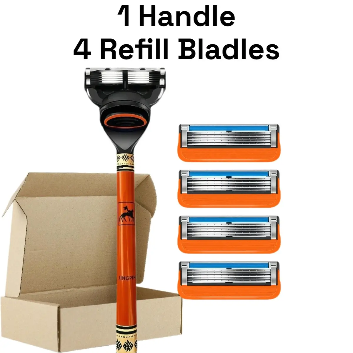 Men's razor set, shaving kit, 1 handle and 4 refillable cartridge razor, 5 blade manual razor for men, mens pro glide shaving razor, reusable shaving razor set，thick beard manual razor .