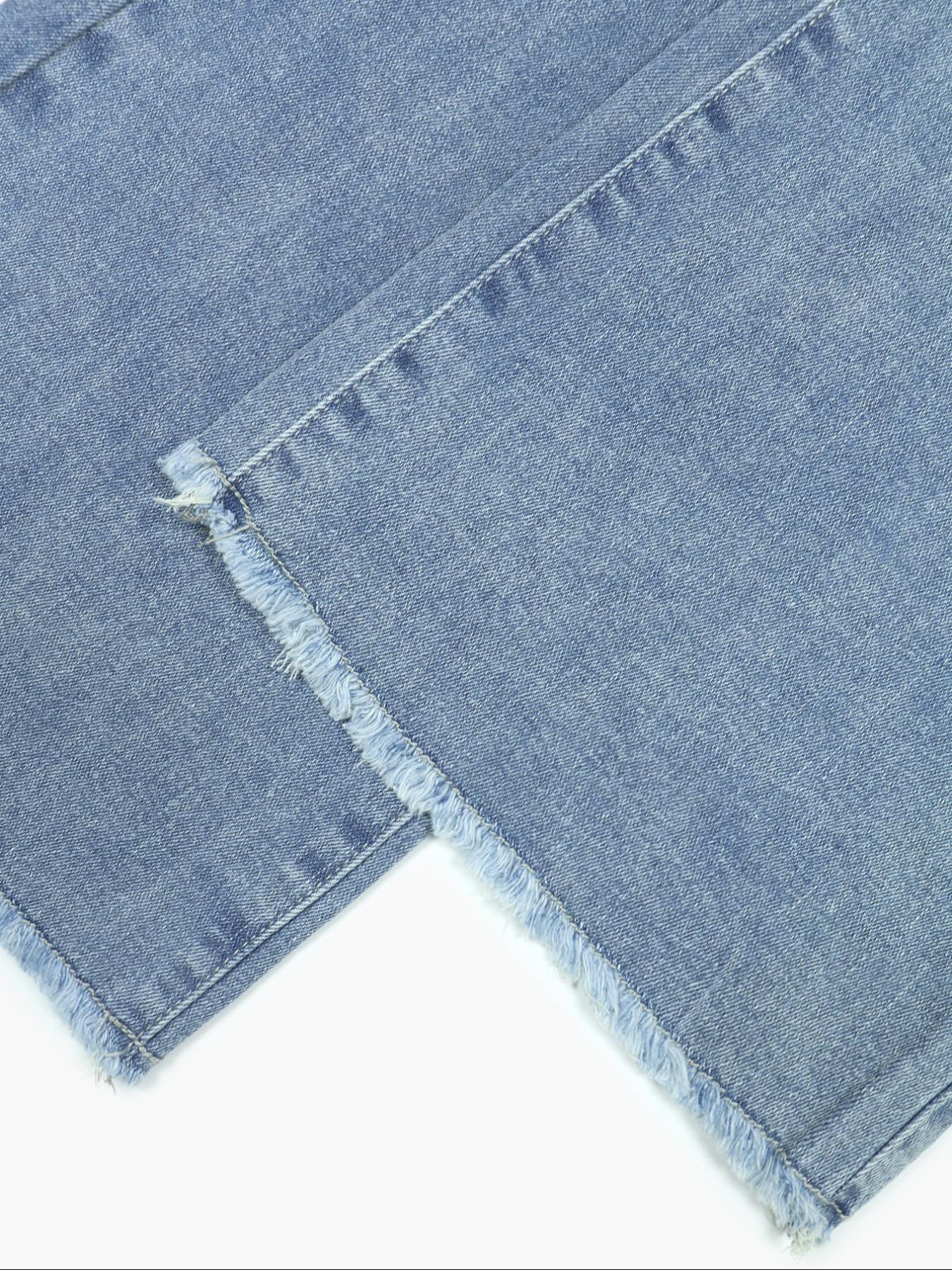 Women's Plain Ripped Flared Jeans, Street Fashion Casual Denim Pants for Daily Wear, Ladies Bottoms for All Seasons