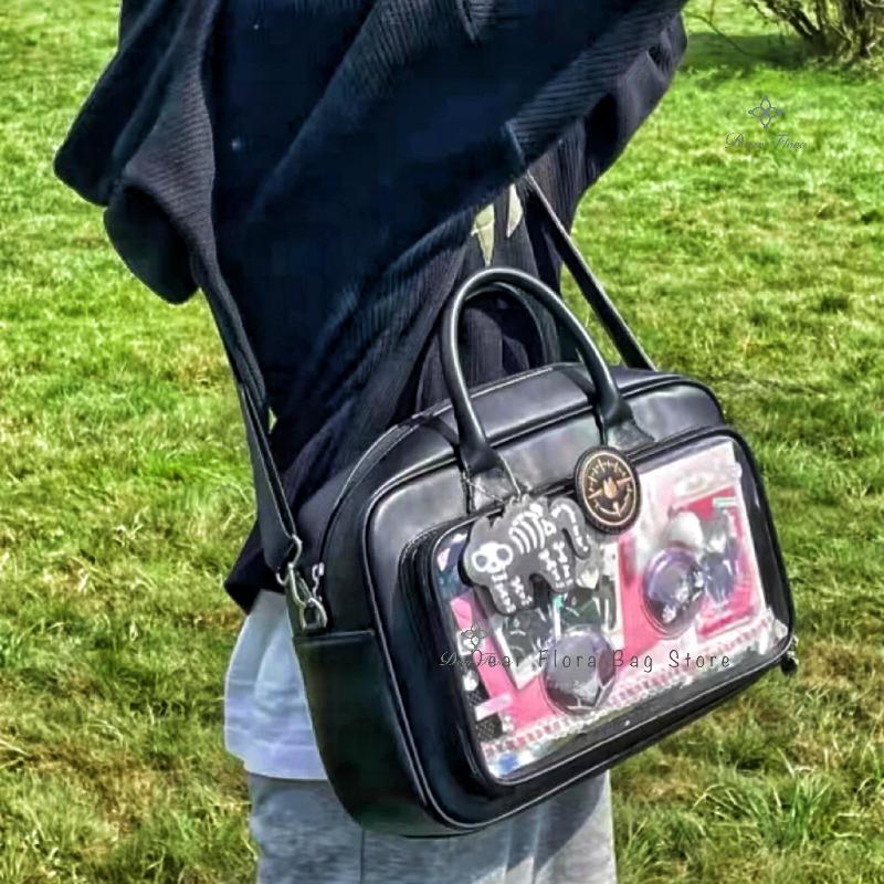 Y2K Cute Lolita Ita Bag Kawaii Girls Transparent Messenger Bag Large Capacity Shoulder Crossbody Bag DIY Display Casual Handbags