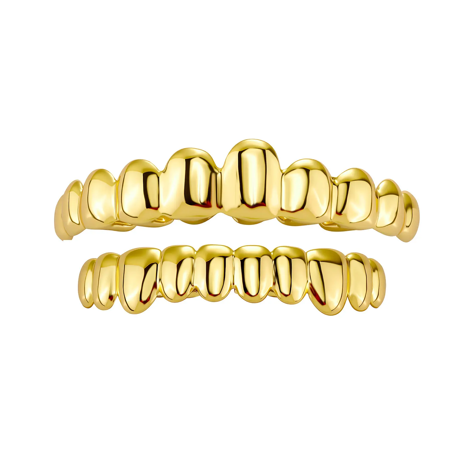 Reusable Silicone Gel Gold Teeth Grillz, Classic Hip Hop Tooth Jewelry Grills Fit Most Upper Lower Teeth, Fashion Cosplay Party Costume Accessory for Men Women Halloween Hip Hop Performance