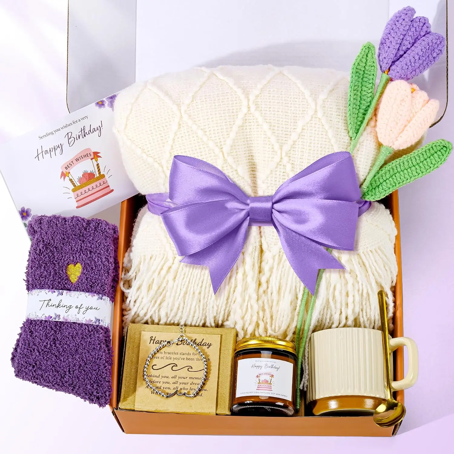 Birthday Gifts for Women,  Happy Birthday  Basket, Self Care  Care Package, Women Gifts for Birthday Box for Her Mom Grandma Sister   Wife Girlfriend Coworker
