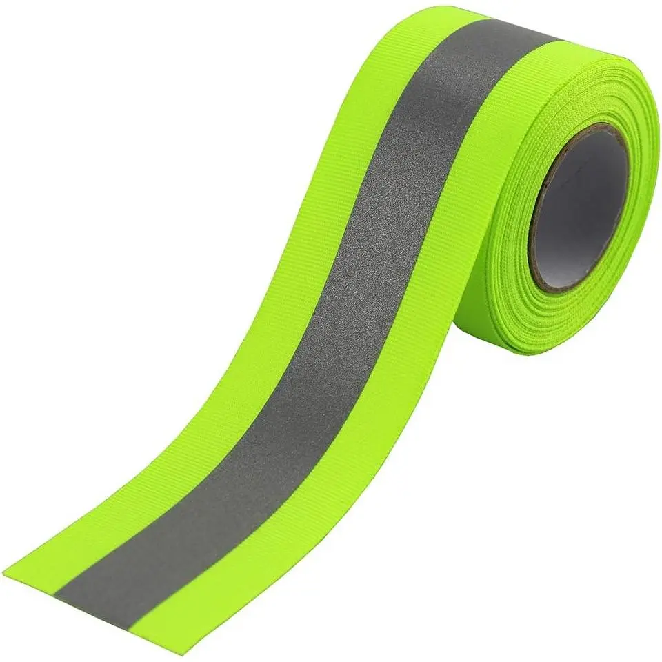 Sew  Reflective Tape for Chothing Safety Fabric Webbing Trim Strip Green 2" x 16ft
