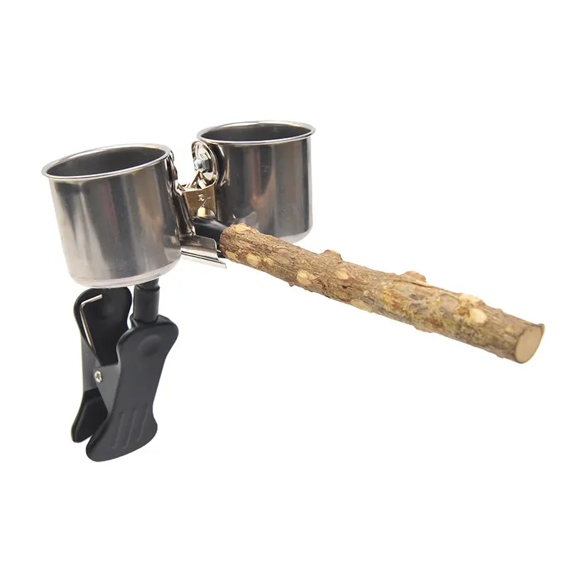 Hawthorn Wood Parrot Perch Stand, Clip-On Claw Grinding Accessory with Fixed-Point Defecation Pole, Suitable for Cockatiels, Budgerigars
