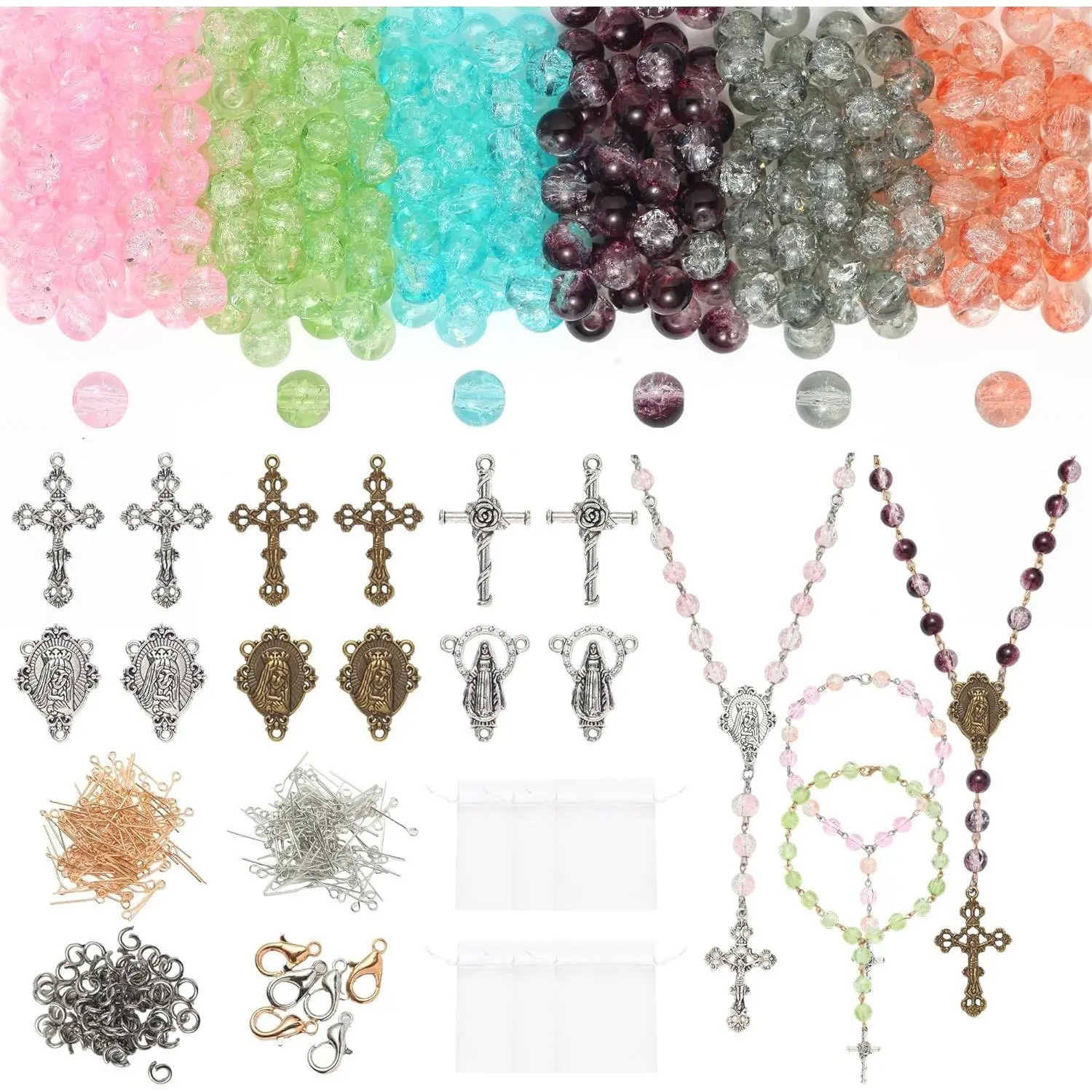 Catholic Rosary Making Kit for Adults ,DIY Wedding Rosary  Necklace Making Kit,804pcs Rosary Making Kits,Rosary Prayer Making Supplies First Communion Necklace Set