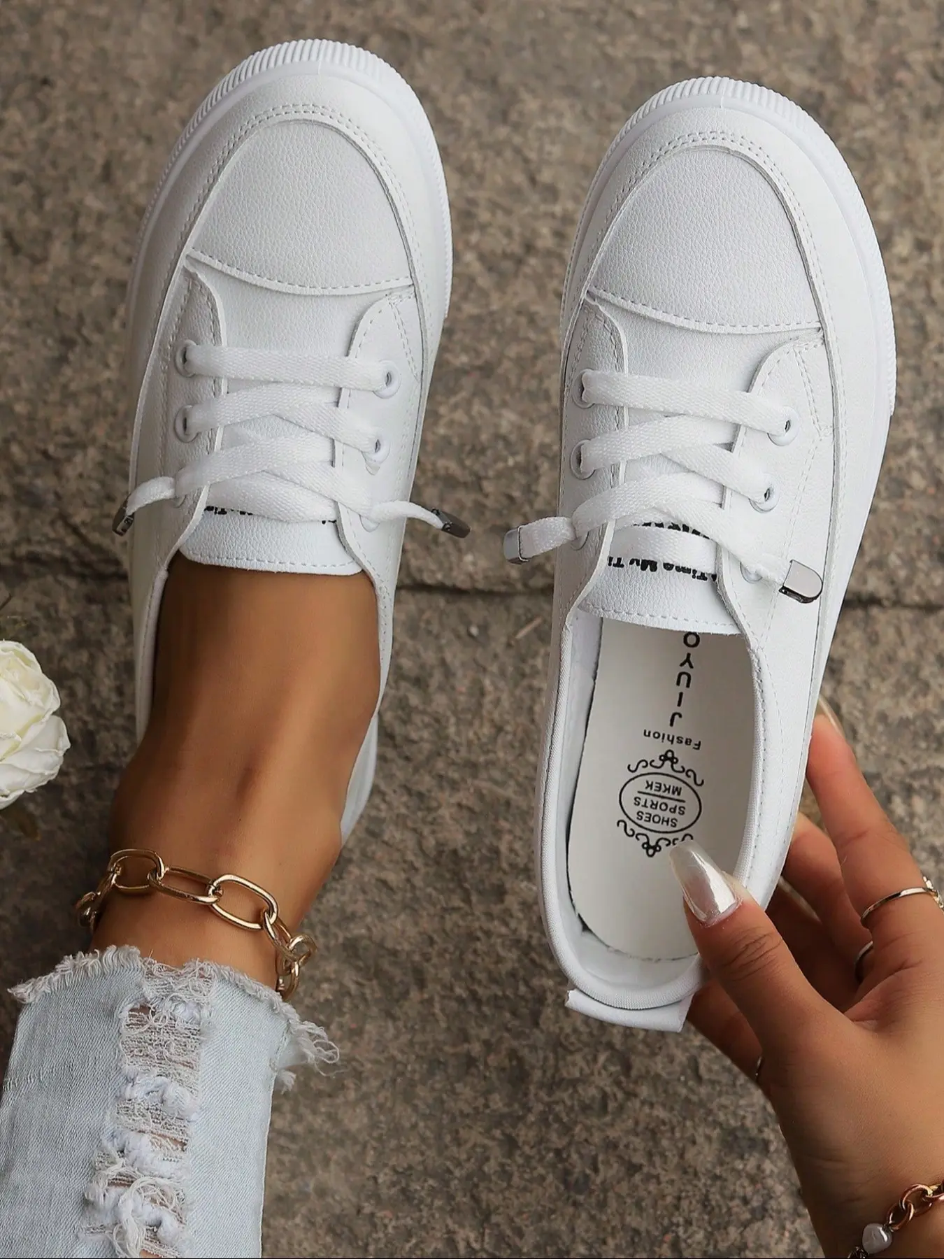 Women's Casual Low Top Shoes, Slip-On PU Leather, Anti-Slip Rubber Sole, Spring & Fall, Comfortable Daily Wear, Student Friendly